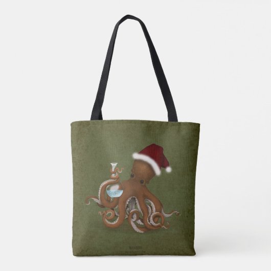 Octopus Chemist in Santa Hat kerstwinkelen Tote Bag (Achterkant)
