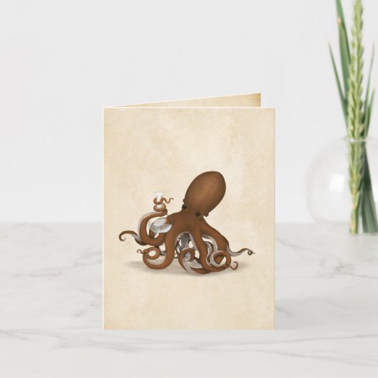 Octopus & Chemistry Flask  Parchment Notitiekaartje (Voorkant)