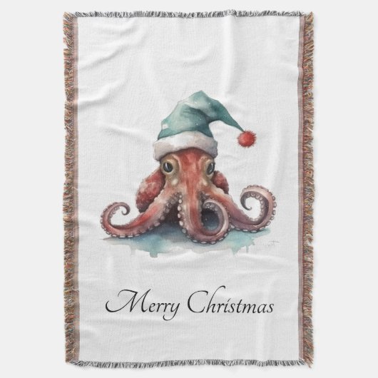 Octopus Christmas Joy, op maat Deken (Voorkant Verticaal)