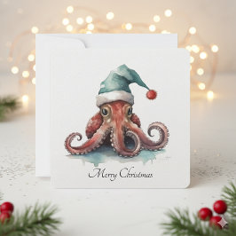 Octopus Christmas Joy, op maat Feestdagenkaart