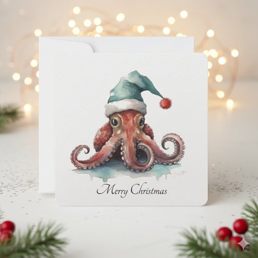Octopus Christmas Joy, op maat Feestdagenkaart