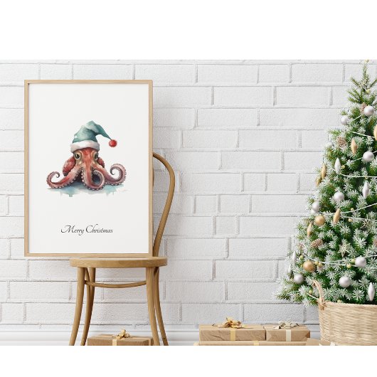 Octopus Christmas Joy, op maat Foto Afdruk