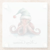 Octopus Christmas Joy, op maat Glazen Onderzetter (Achterkant)