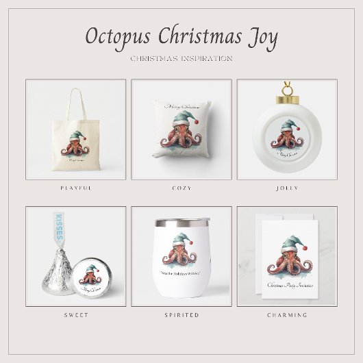 Octopus Christmas Joy, op maat Hoodie