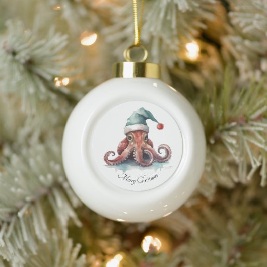 Octopus Christmas Joy, op maat Keramische Bal Ornament (Boom)