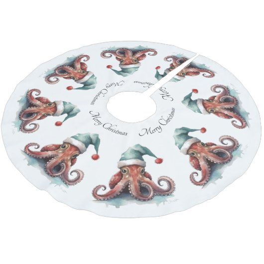 Octopus Christmas Joy, op maat Kerstboom Rok (Gekanteld)