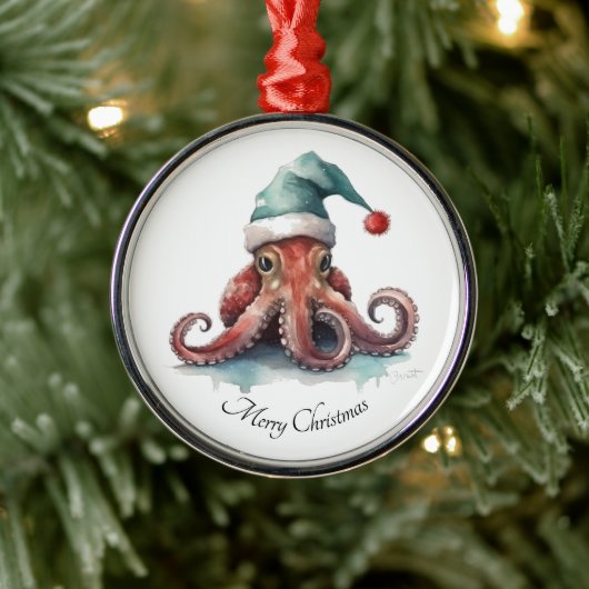 Octopus Christmas Joy, op maat Metalen Ornament (Boom)