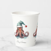 Octopus Christmas Joy, op maat Papieren Bekers (Voorkant)