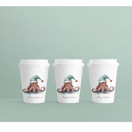 Octopus Christmas Joy, op maat Papieren Bekers