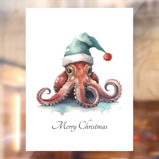 Octopus Christmas Joy, op maat Raamsticker (Vel 2)