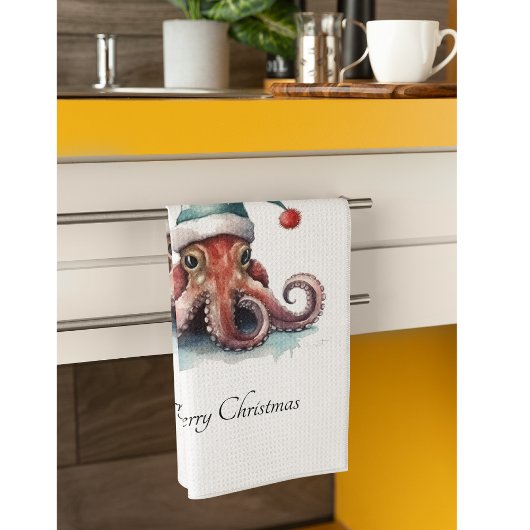 Octopus Christmas Joy, op maat Theedoek