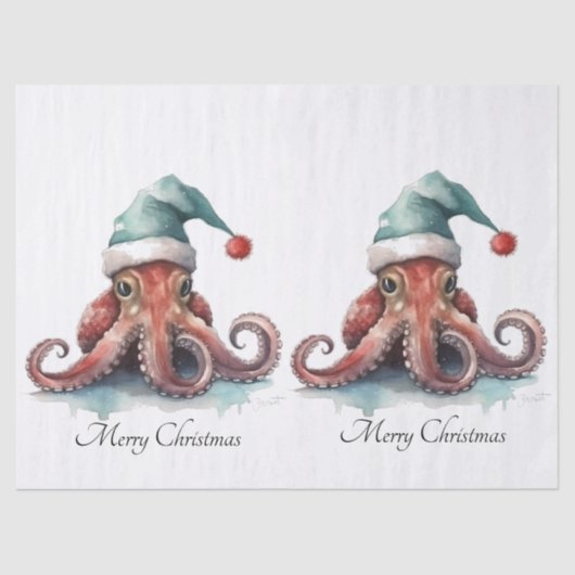Octopus Christmas Joy, op maat Tissuepapier (Voorkant)