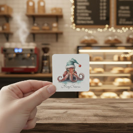 Octopus Christmas Joy, op maat Vierkante Sticker