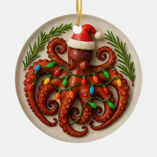 Octopus Christmas Ornament – Funny & Custom (Voorkant)
