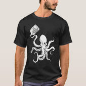 Octopus Clipper Ship in Bottle Tattoo Pirate Ship T-shirt (Voorkant)