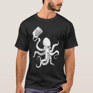 Octopus Clipper Ship in Bottle Tattoo Pirate Ship T-shirt