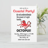 Octopus Coastal Party Funny Octopus Kaart (Staand voorkant)