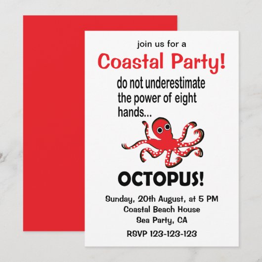 Octopus Coastal Party Funny Octopus Kaart (Voorkant / Achterkant)