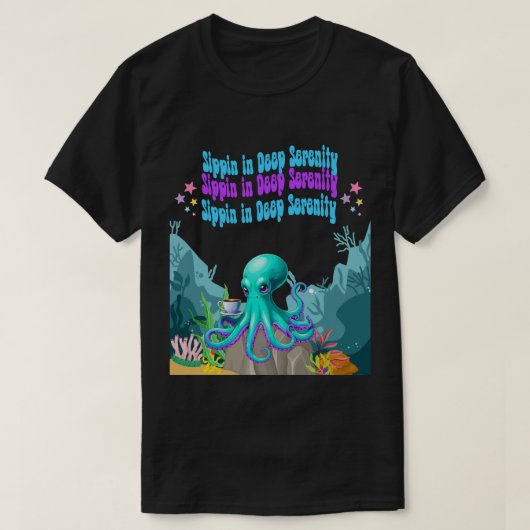 Octopus Coffee Lover – Coastal Morning T-shirt Des (Design voorkant)