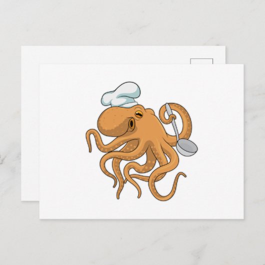Octopus Cook Chef hoed Briefkaart (Voorkant / Achterkant)