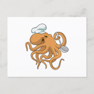 Octopus Cook Chef pet Briefkaart