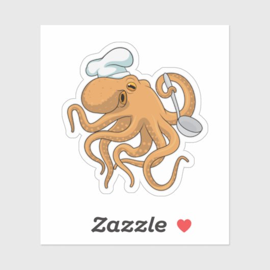 Octopus Cook Chef pet Sticker (Vel)