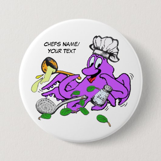 Octopus Cook Chefs Button (Voorkant)