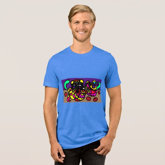 Octopus   cool style Tri-Blend shirt (Voorkant volledig)