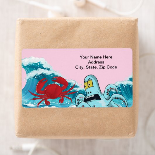 Octopus Crab Ocean Waves Labels (Insitu)