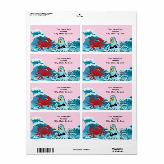 Octopus Crab Ocean Waves Labels (Full Sheet)