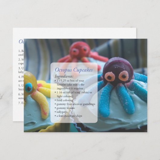 Octopus Cupcakes Recept Kaart Ansichtkaart (Voorkant / Achterkant)