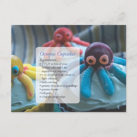 Octopus Cupcakes Recipe Card Briefkaart (Voorkant)