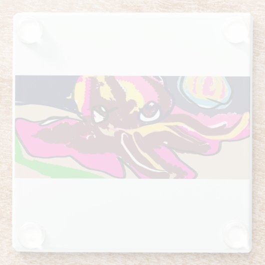 Octopus cute glazen onderzetter (Achterkant)