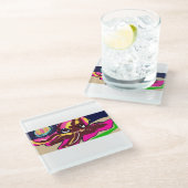 Octopus cute glazen onderzetter (Schuin)