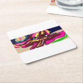 Octopus cute kartonnen onderzetters (Schuin)