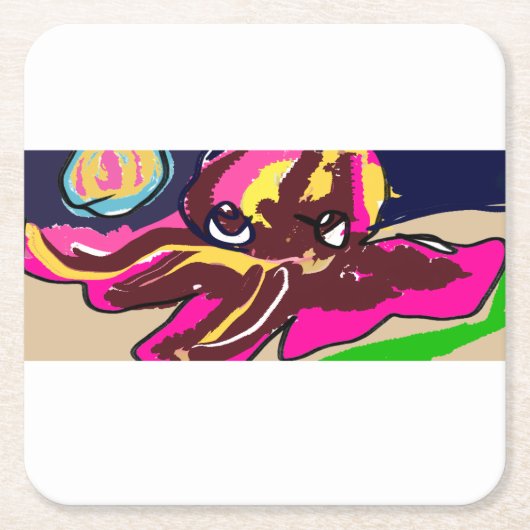 Octopus cute kartonnen onderzetters (Voorkant)