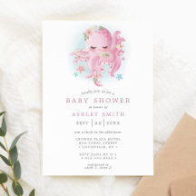 Octopus Cute Pink Waterverf Girl Baby shower