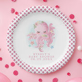 Octopus Cute Pink Waterverf Girl Baby shower Papieren Bordje
