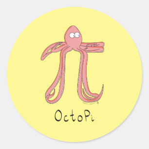 Octopus Cute Wiskunde Pi Dag Stickers