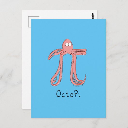 Octopus Cute Wiskunde Pi Day Briefkaart (Voorkant / Achterkant)