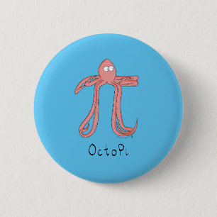 Octopus Cute Wiskunde Pi Day Button Pin