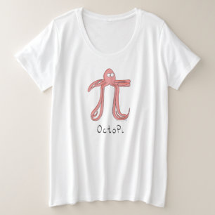 Octopus Cute Wiskunde Pi Day Women's Plus Size-shi Grote Maat T-shirt