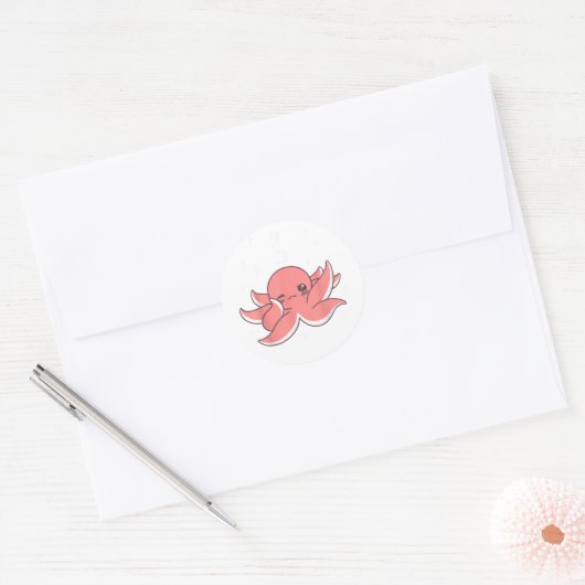 Octopus Dabbing Ronde Sticker (Envelop)