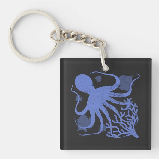 Octopus (dark background) sleutelhanger (Voorkant)