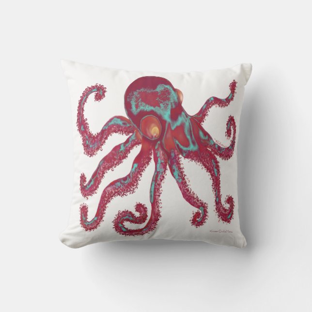 Octopus - Deep Maroon Buitenkussen (Voorkant)