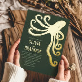 Octopus Deep Zee gestileerd Modern Wedding Folie Uitnodiging