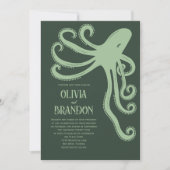Octopus Deep Zee gestileerd Modern Wedding Kaart (Voorkant)