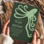 Octopus Deep Zee gestileerd Modern Wedding Kaart