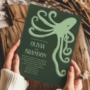 Octopus Deep Zee gestileerd Modern Wedding Kaart