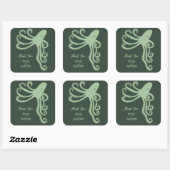 Octopus Deep Zee Modern Wedding, groen Vierkante Sticker (Vel)